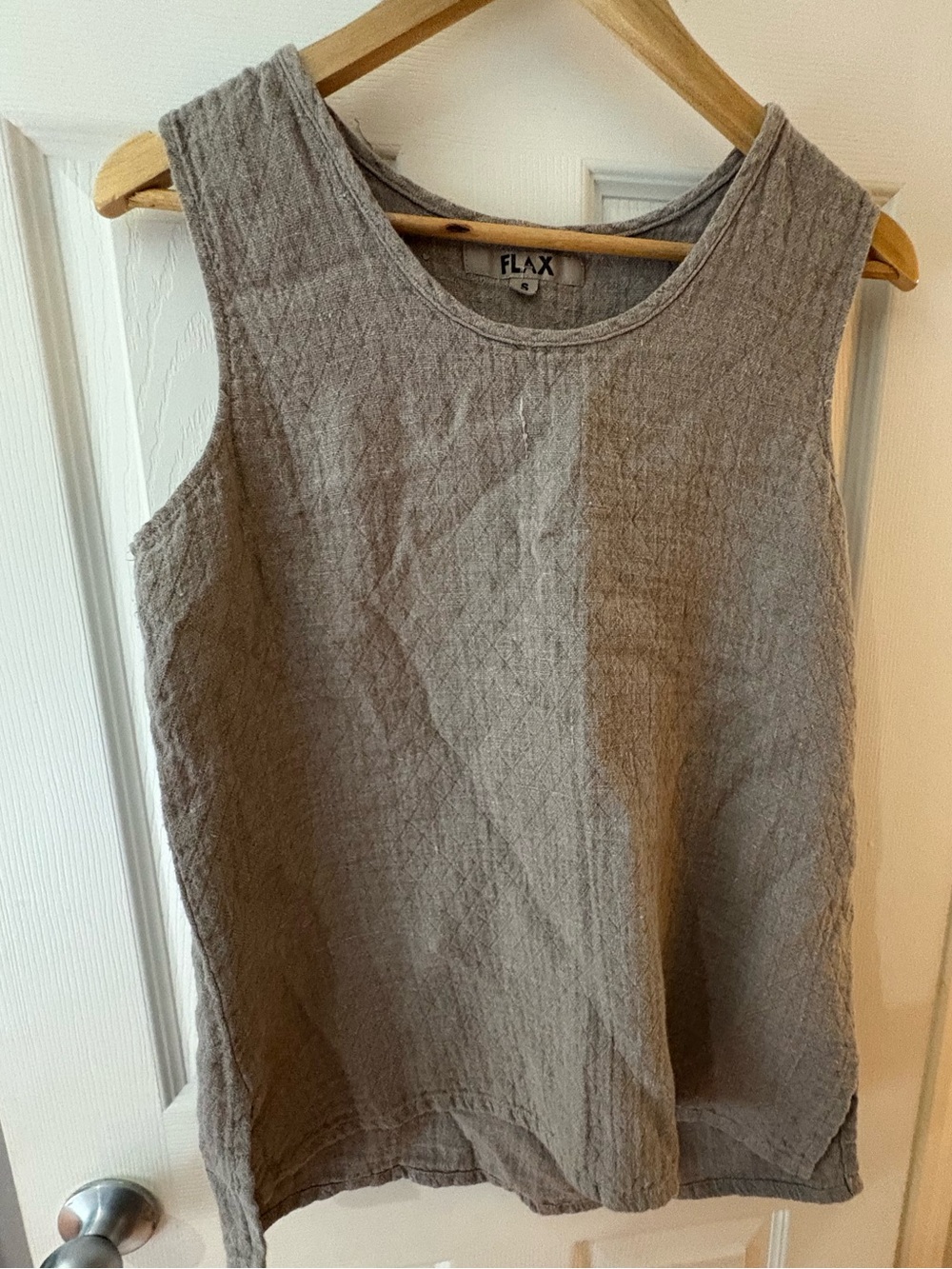 FLAX linen sleeveless taupe tank top size small textured